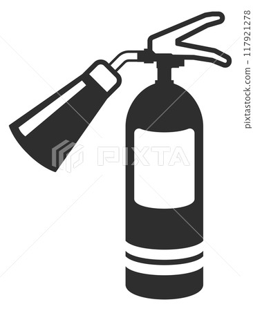 Fire extinguisher black icon. Flame safety tool 117921278