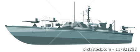 Battleship side view. Navy army combat transport 117921288