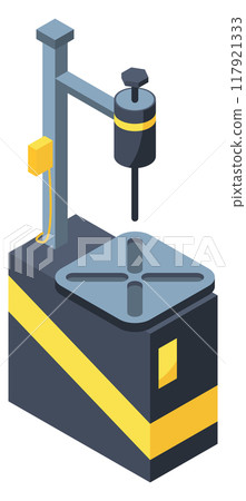 Automatic factory mechanics isometric icon. Industrial process Automatic factory mechanics isometric icon. Industrial process 117921333