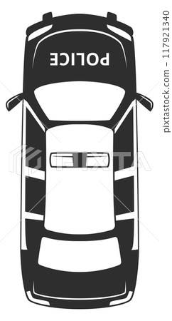 Police officer car top view black icon Police officer car top view black icon 117921340