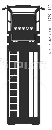 Firetruck top view. Firefighter transport black icon Firetruck top view. Firefighter transport black icon 117921343