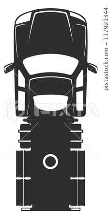 Trailer cargo truck top view black icon Trailer cargo truck top view black icon 117921344