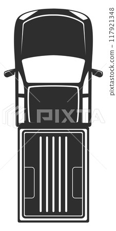 Pickup truck top view. Vehicle black icon Pickup truck top view. Vehicle black icon 117921348