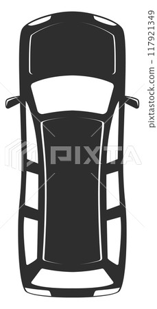 Limousine top view. Luxury car black icon Limousine top view. Luxury car black icon 117921349