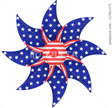 Patriotic Red White and Blue Pinwheel 117921571