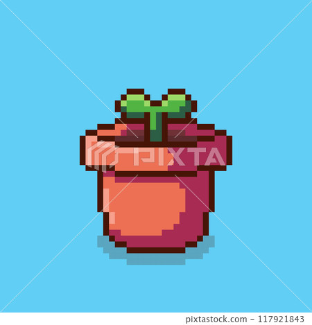 Pixel art plant in a pot game asset design Pixel art plant in a pot game asset design 117921843