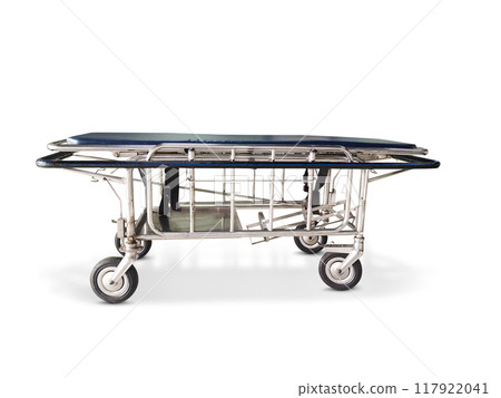 The emergency bed was empty. Isolated on a white background 117922041