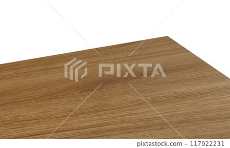View of wood or wooden table top corner Isolated on white background 117922231