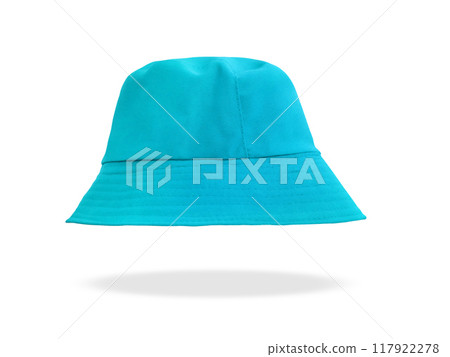 blue bucket hat Isolated on a white background blue bucket hat Isolated on a white background 117922278