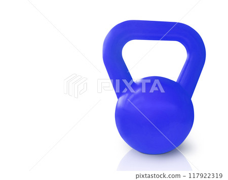 blue dumbbell Sports equipment isolated on white. blue dumbbell Sports equipment isolated on white. 117922319