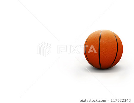 An orange basketball is placed on a white background. An orange basketball is placed on a white background. 117922343