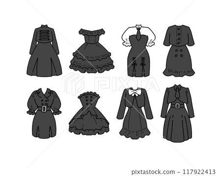 Illustration set of black idol costume Illustration set of black idol costume 117922413