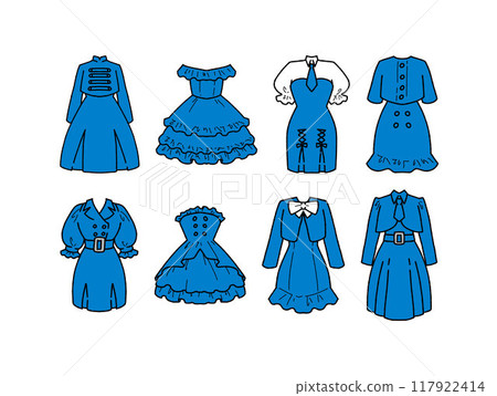 Blue idol costume illustration set 117922414