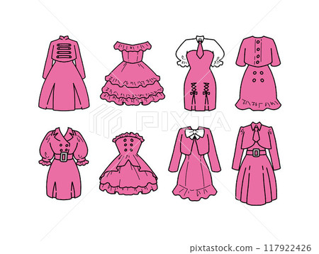 Pink idol costume illustration set 117922426