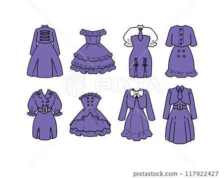 Purple idol costume illustration set Purple idol costume illustration set 117922427