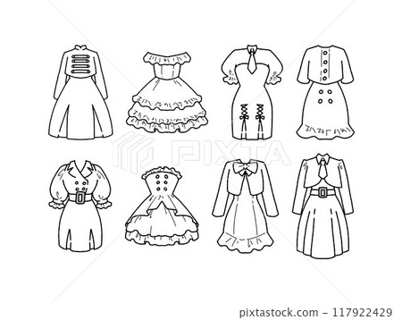 White idol costume illustration set 117922429