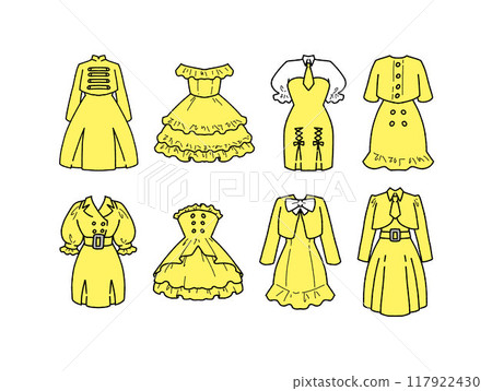 Illustration set of yellow idol costume Illustration set of yellow idol costume 117922430