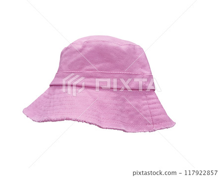 Pink bucket hat isolated on white background Pink bucket hat isolated on white background 117922857