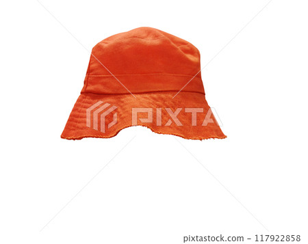 Orange bucket hat isolated on white background Orange bucket hat isolated on white background 117922858