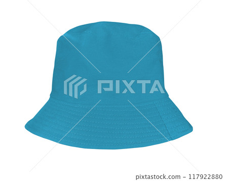 blue bucket hat Isolated on a white background 117922880