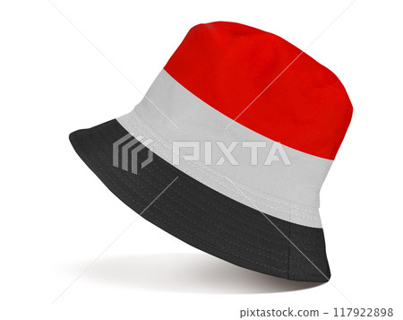 Red  white  black bucket hats isolated on white background. 117922898