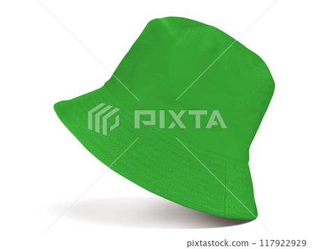 Green bucket hat isolated on white background. 117922929