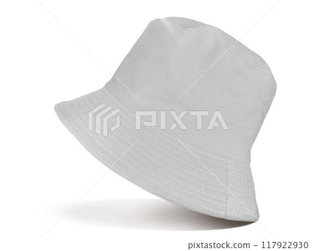 White bucket hat isolated on white background. White bucket hat isolated on white background. 117922930