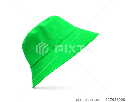 Green bucket hat isolated on white background 117923008