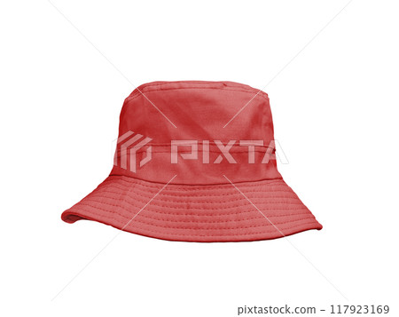 red bucket hat isolated on white 117923169