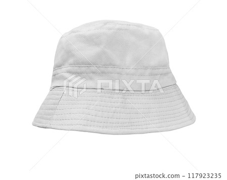 white bucket hat isolated on white 117923235