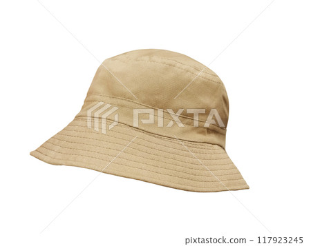 brown bucket hat isolated on white 117923245