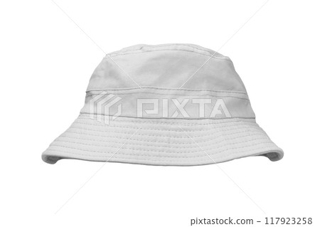 white bucket hat isolated on white 117923258