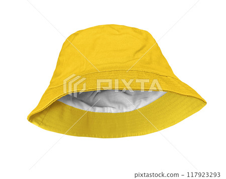 Yellow bucket hat isolated on white background 117923293