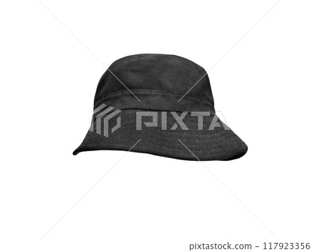 black bucket hat on a white background black bucket hat on a white background 117923356