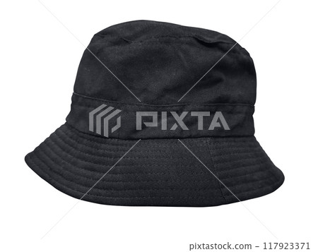 black bucket hat on a white background black bucket hat on a white background 117923371