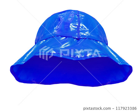 bright blue plastic bucket hat isolated on white 117923386