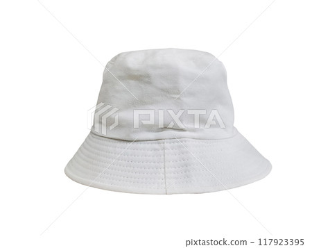 White bucket hat isolated on white background 117923395