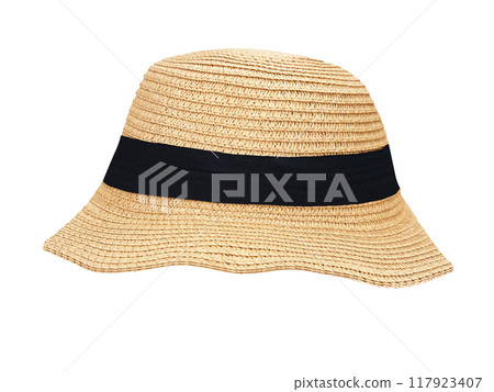 vintage straw hat isolated on white background 117923407