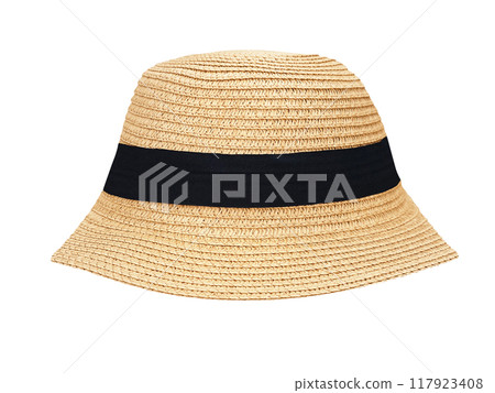 vintage straw hat isolated on white background 117923408