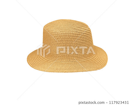 vintage straw hat isolated on white background vintage straw hat isolated on white background 117923431