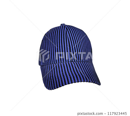 Black and Blue Stripes Baseball Cap isolated on a white background 117923445