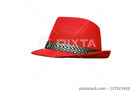 straw hat for travel isolated on a white background 117923450