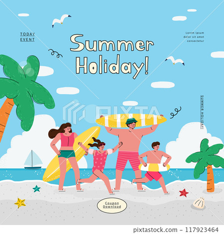 people on summer vacation. vector illustration. 117923464