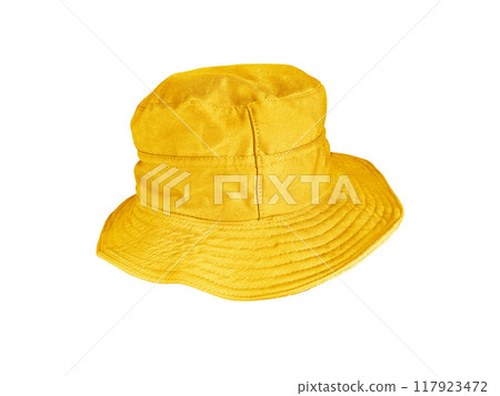 yellow bucket hat isolated on white yellow bucket hat isolated on white 117923472