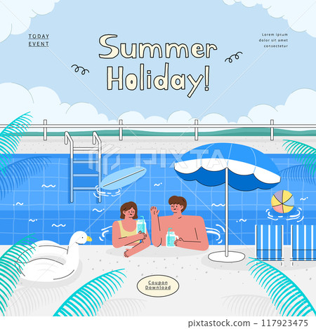 people on summer vacation. vector illustration. 117923475