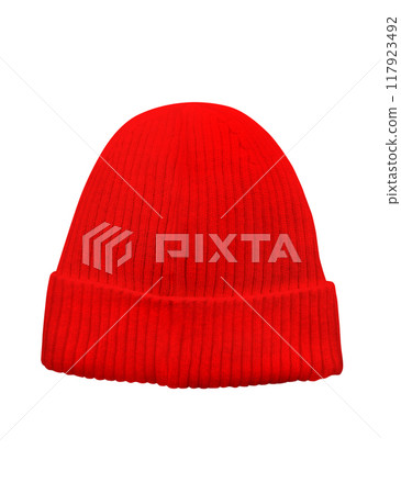 Red knit hat isolated on white background Red knit hat isolated on white background 117923492