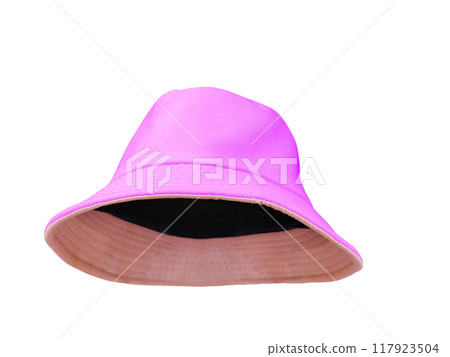 pink bucket hat isolated on white background 117923504