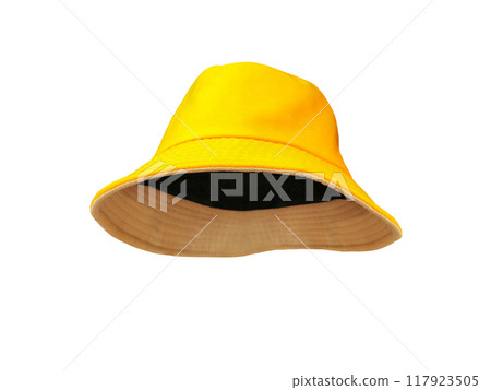 yellow bucket hat isolated on white background 117923505