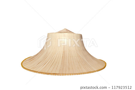 Thai farmer straw hat isolated on white background 117923512