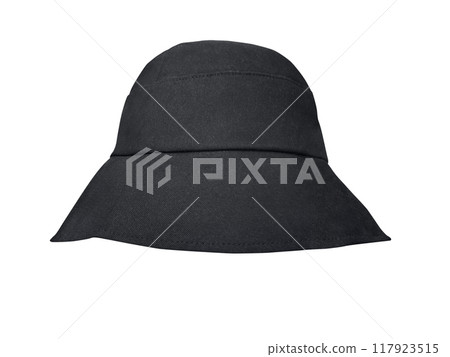 black bucket hat isolated on white background 117923515